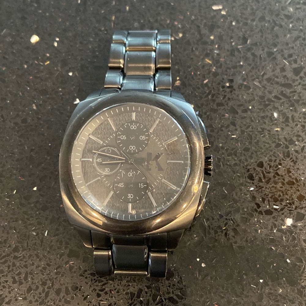 MK - Karl Lagerfeld Men’s Black Ion-Plated Stainless Steel Chrono Watch